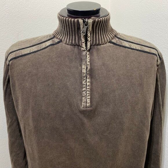 BKE Buckle Sweater Mens Size XL Athletic Fit Long Sleeve Brown 1/4 Zip Pullover - Picture 2 of 8